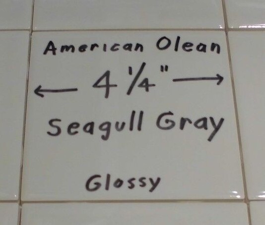 1 pc. Glossy Ceramic Tile: Seagull Light Gray by American Olean Co., 4-1/4″ New