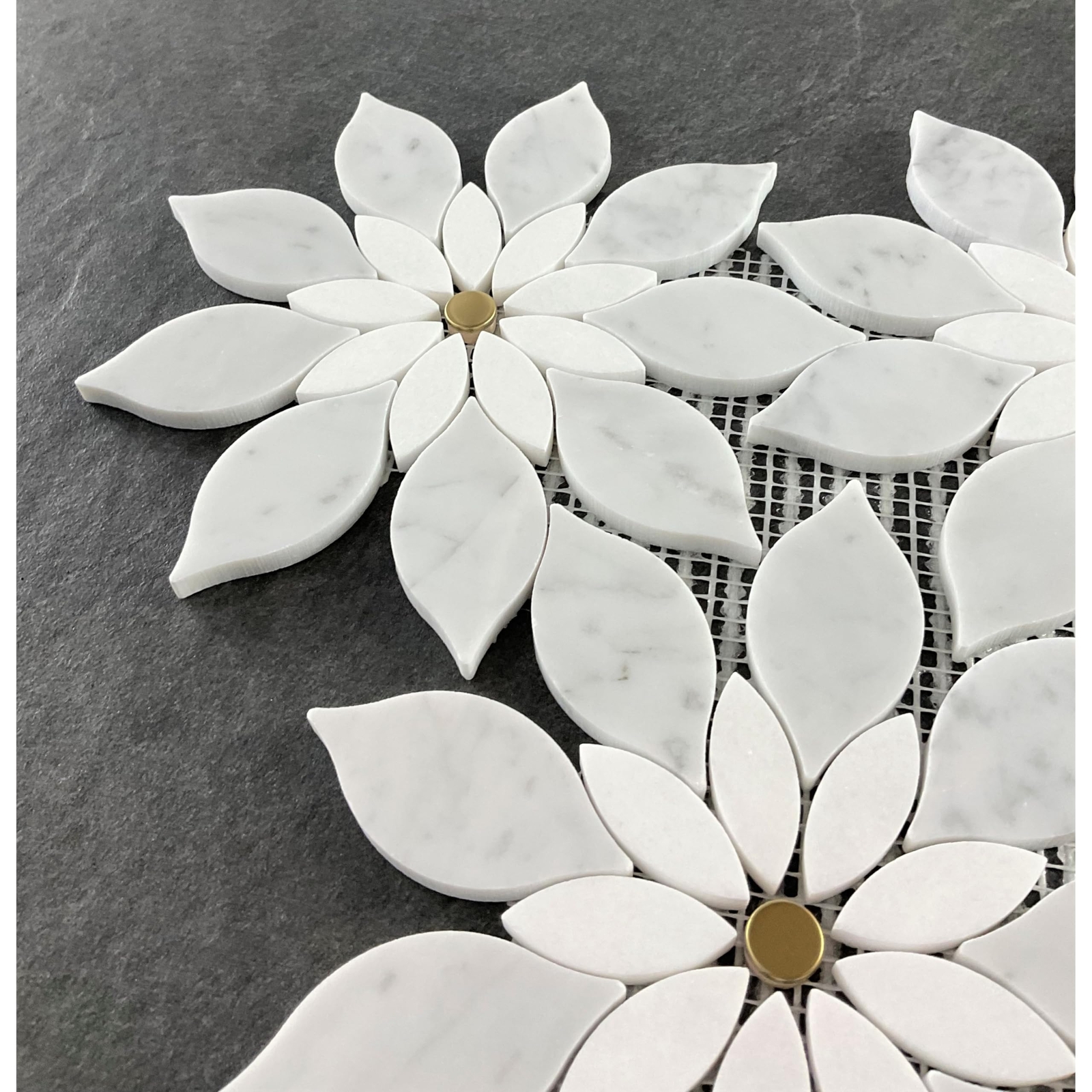 Flower attern Waterjet Marble Mosaic Wall Tiles Case 7 Sheets White Irregular