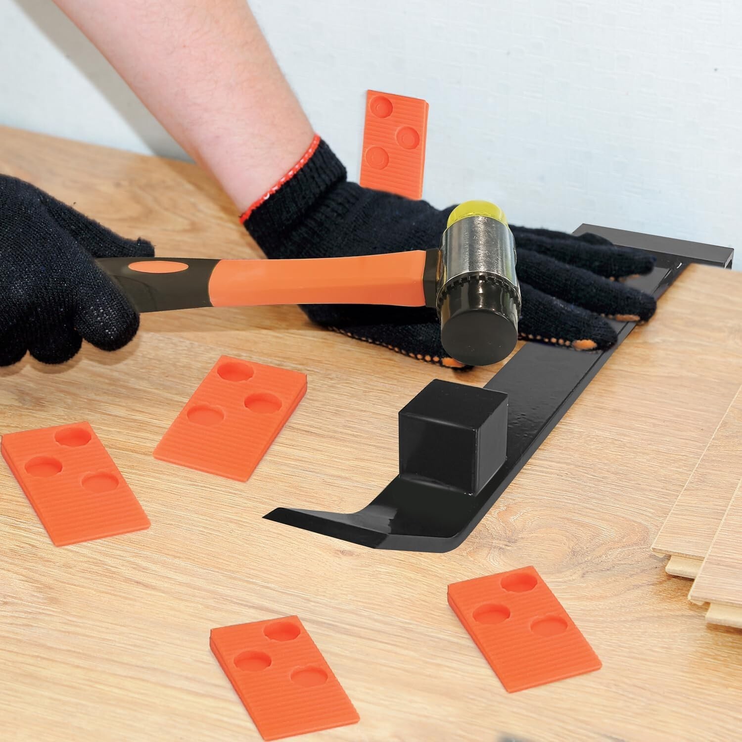 Laminate Flooring Tools Kit,Tapping Block,Pull Bar, Mallet,40pc Flooring Spacers