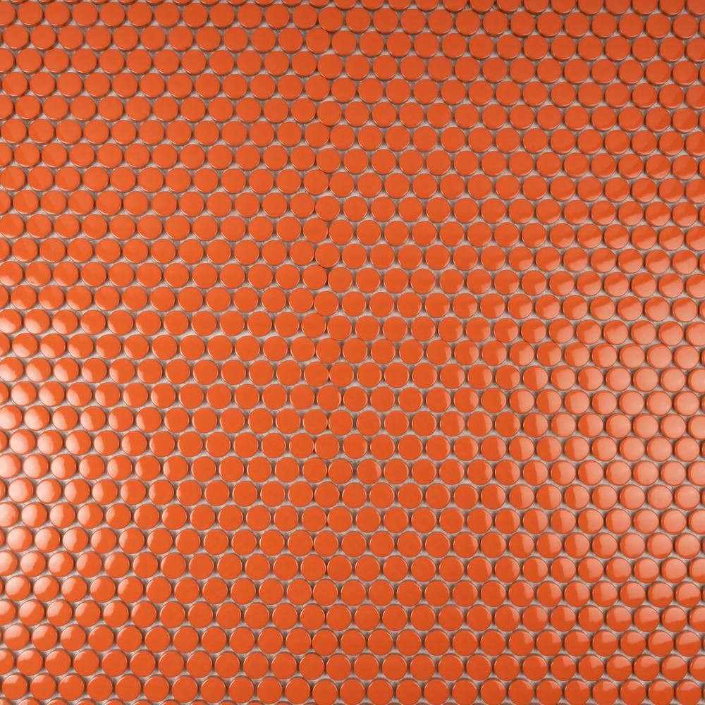 Cirkel Orange 11.46 In. X 12.4 In. Glossy Porcelain Mosaic Wall and Floor Tile (
