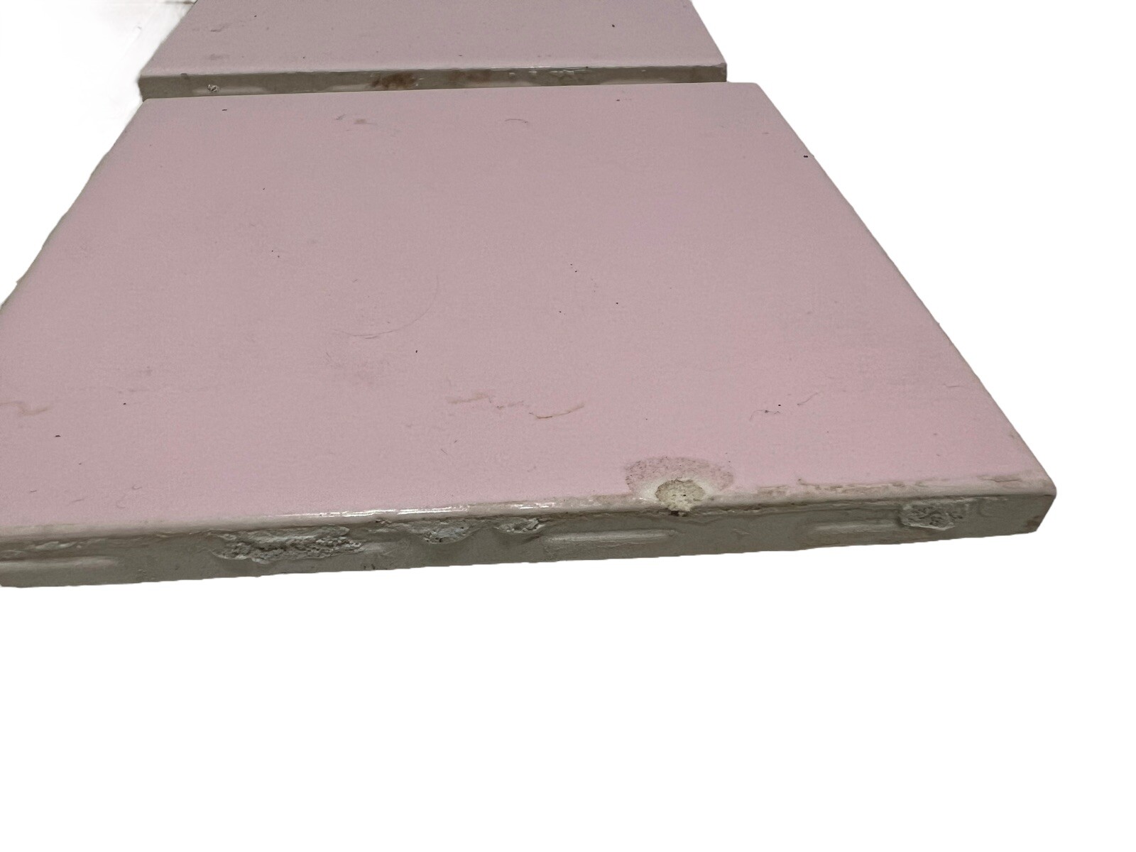 10 Vtg Pink Porcelain Ceramic Tile 4 1/4″ Sunset Exacto Spacer Tile USA Flaws -J