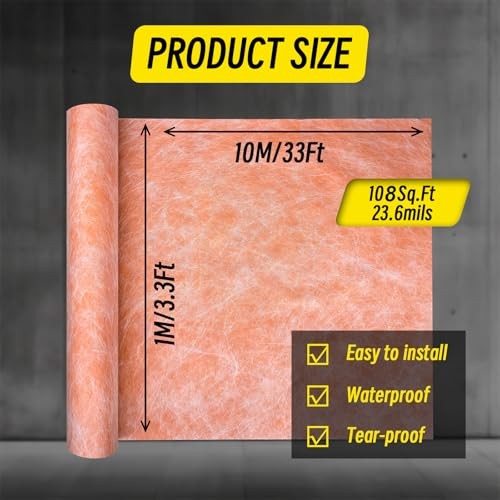 Waterproofing Membrane 3.3 ft x 32.8 ft / 108 Sq Ft 3.3Ft x 32.8Ft 108Sq Ft